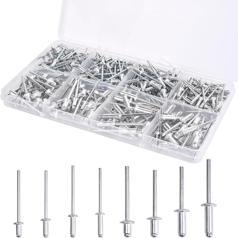 Allwin Pop Rivets Assortment Kit - 200 Pcs Aluminum Blind Rivets,8 Sizes - Image 1